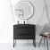 Elba Matt Black Wall Hung Basin Drawer Vanity 800mm with Matt Black Stand