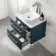 Omaha Navy Blue Wall Hung Drawer Vanity with Marble Top & Marin Basin 600mm