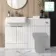 Sicily Fluted Coastal White Basin Vanity and Back To Wall Toilet Unit 1200mm (Excludes Toilet) - Brushed Brass Accents