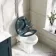 Hudson Traditional Toilet With High-Level Cistern and Inky Blue Wooden Seat