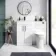 Mersey Gloss White Combination Vanity Basin and Austin Toilet 1000mm - Black Accents