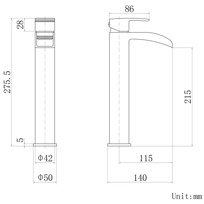 Eden Chrome Waterfall High Rise Basin Mixer Tap