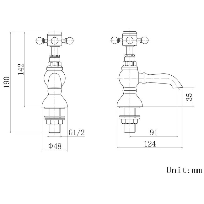 Thames Traditional Chrome Hot & Cold Basin Taps