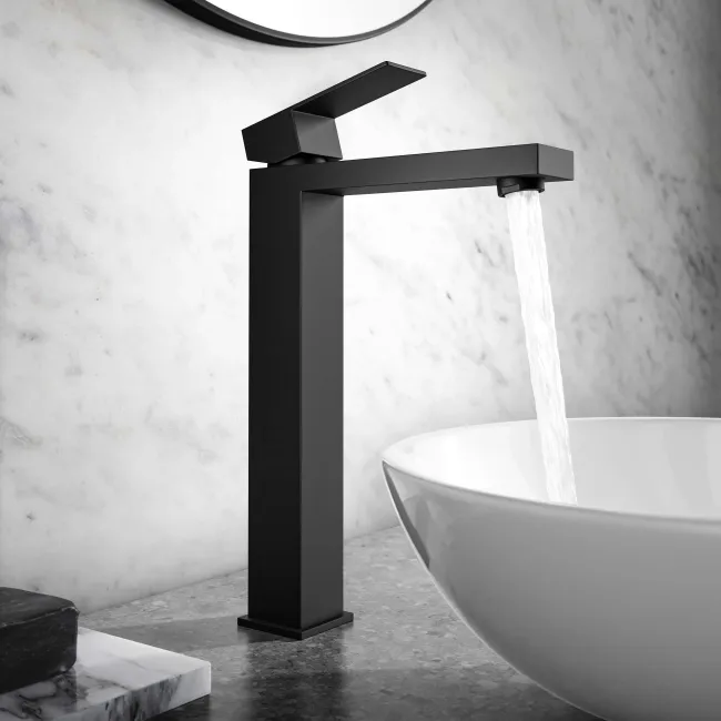 Dart Matt Black High Rise Basin Mixer Tap