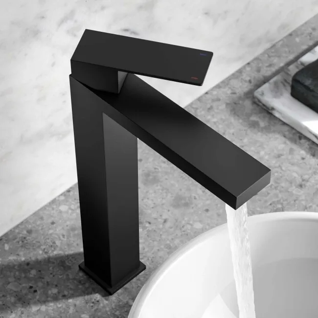 Dart Matt Black High Rise Basin Mixer Tap