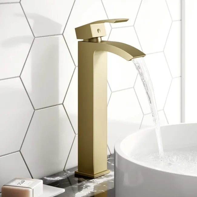 Brora Brushed Brass High Rise Basin Mixer Tap