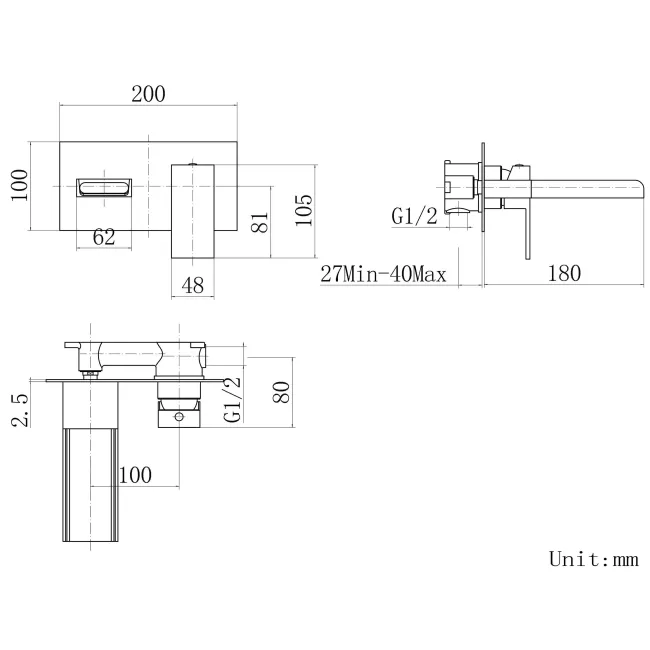 Avon Chrome Waterfall Wall Mounted Bath Filler