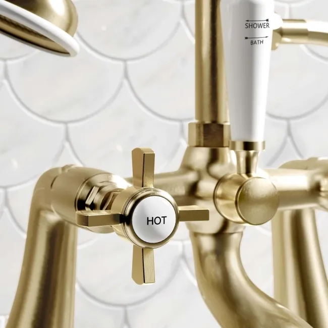 Nene Traditional Brushed Brass Bath Shower Mixer Tap