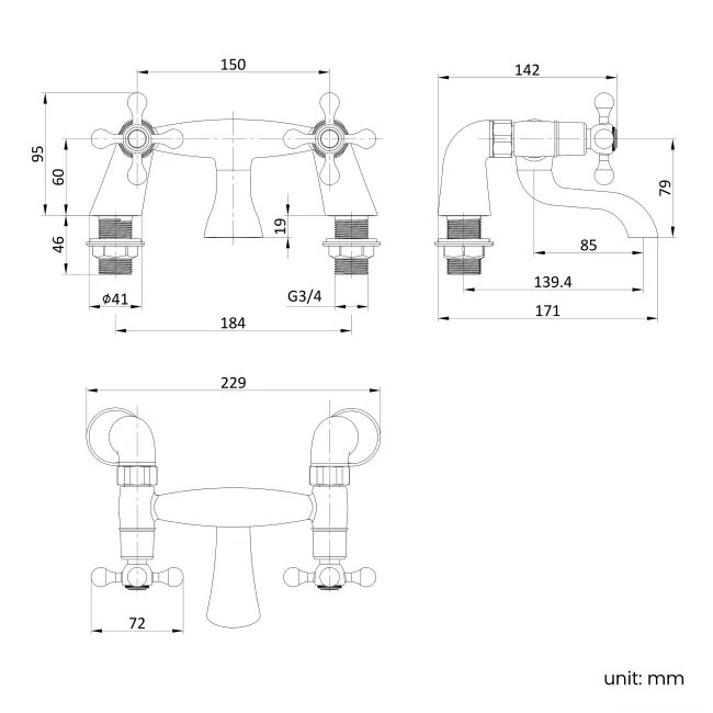 Bray Traditional Chrome Bath Filler