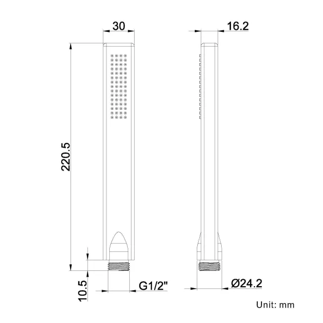 Matt Black Rectangular Hand Shower