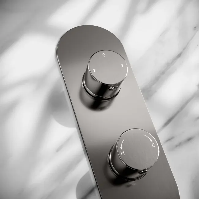 Ballina Premium Gunmetal Grey Round Thermostatic Shower Set - 200mm Head & Hand Shower