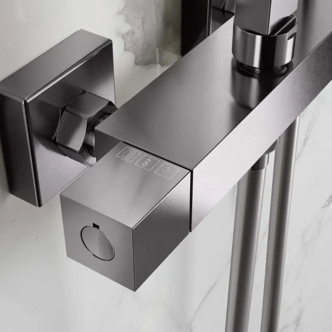 Galway Premium Gunmetal Grey Square Thermostatic Shower Set