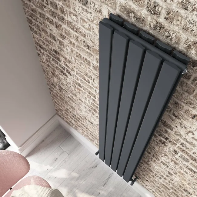 Faro Anthracite Double Flat Panel Vertical Radiator 1600x350mm
