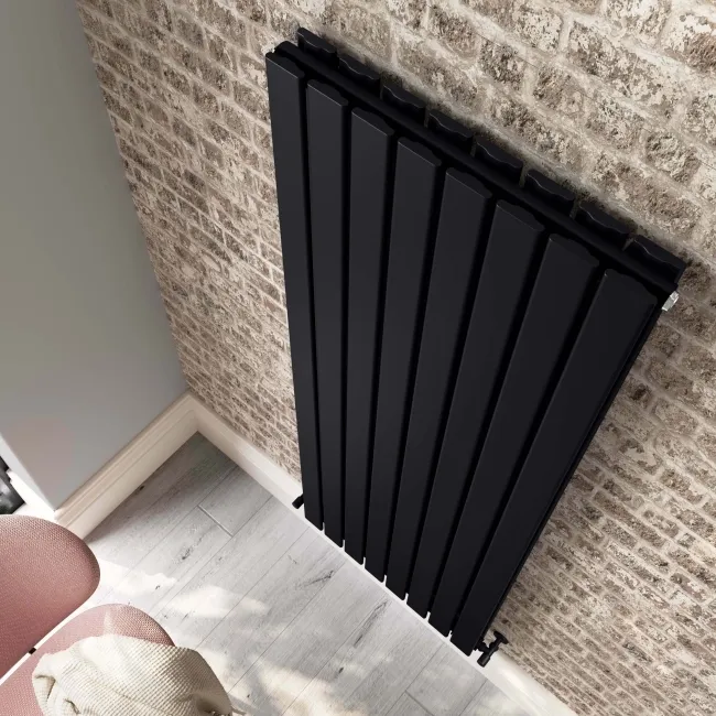 Faro Matt Black Double Flat Panel Vertical Radiator 1600x560mm