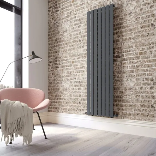 Faro Anthracite Single Flat Panel Vertical Radiator 1800x490mm