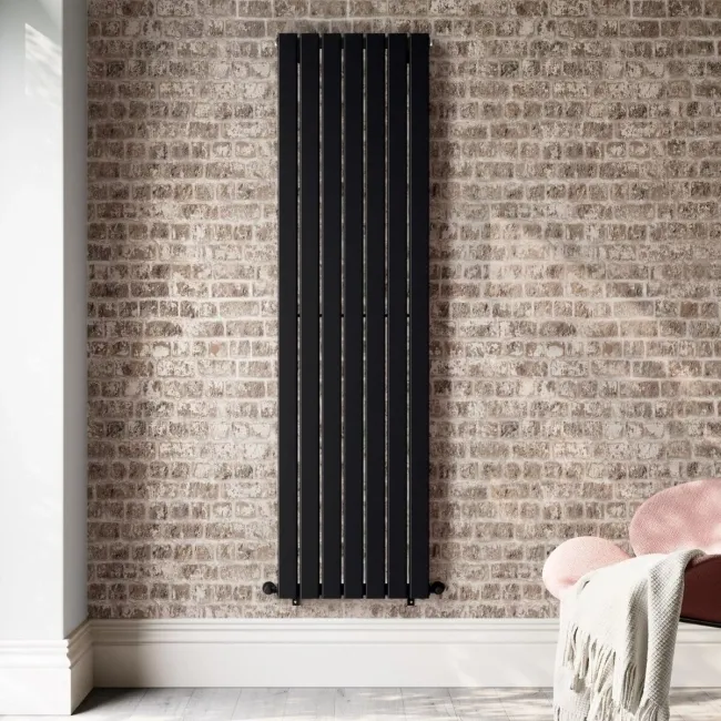 Faro Matt Black Single Flat Panel Vertical Radiator 1800x490mm