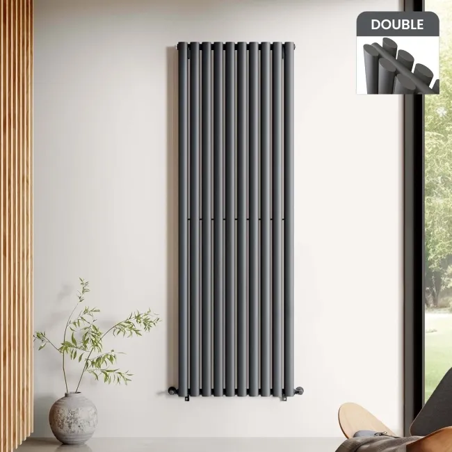 Marbella Anthracite Double Oval Panel Radiator 1800x600mm