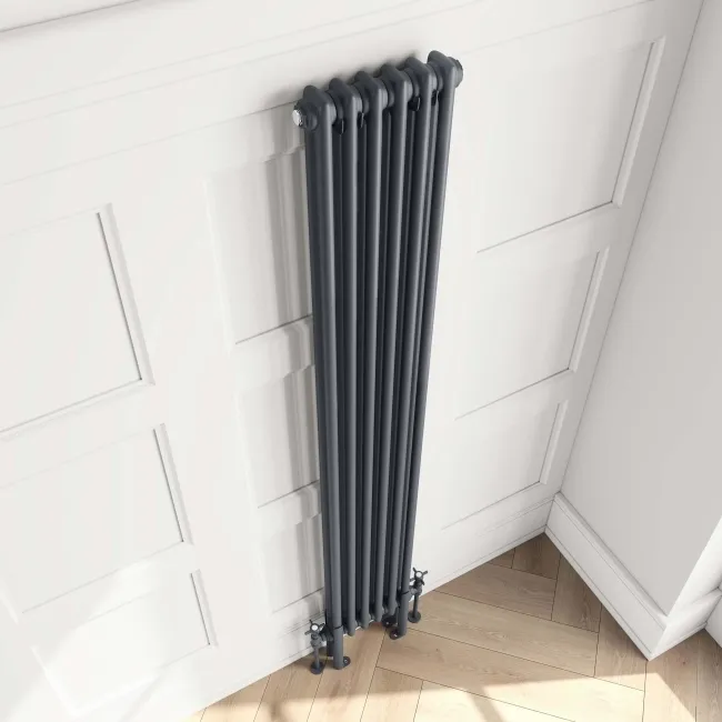 Athens Anthracite Double Column Vertical Traditional Radiator 1800x290mm