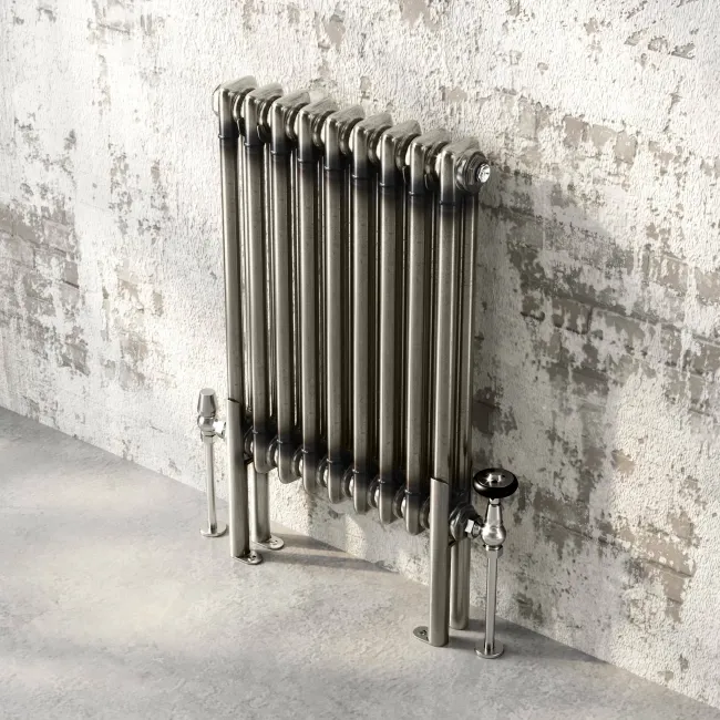 Athens Raw Metal Double Column Horizontal Traditional Radiator 600x425mm