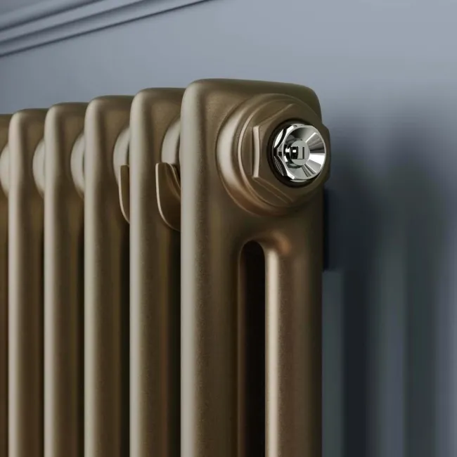 Athens Antique Gold Double Column Vertical Traditional Radiator 1800x290mm