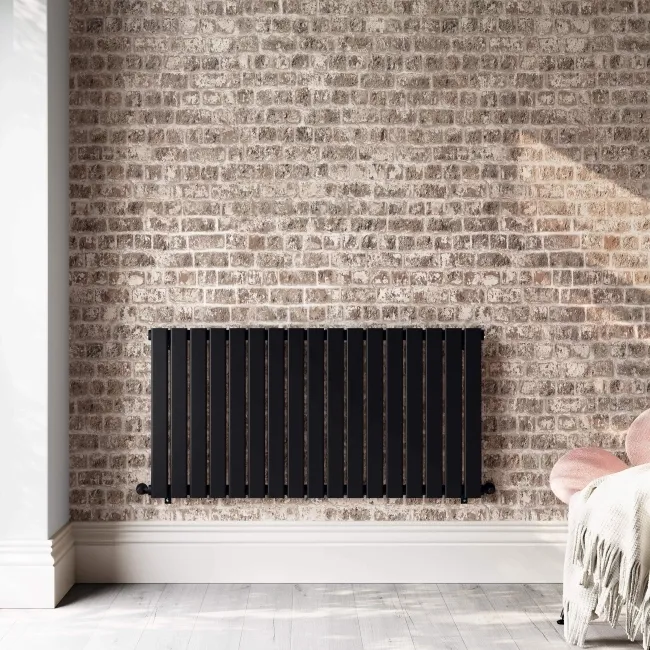 Faro Matt Black Single Flat Panel Horizontal Radiator 600x1190mm