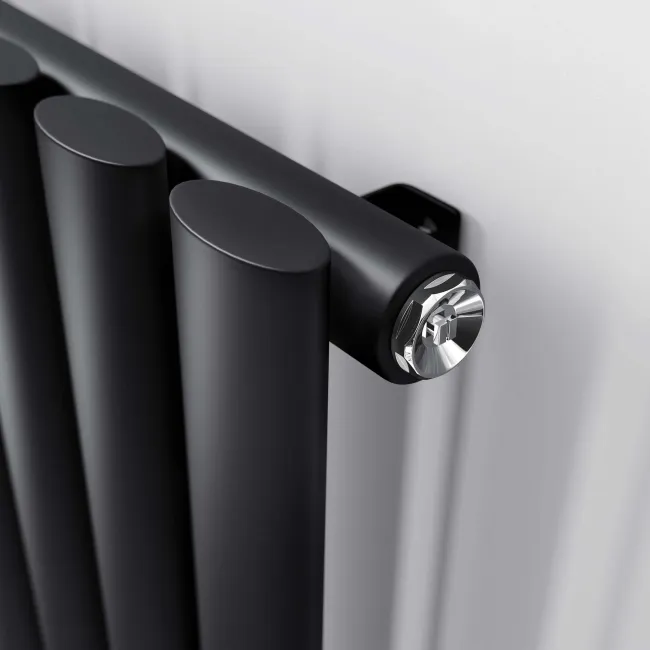 Marbella Matt Black Single Oval Panel Radiator 600x600mm