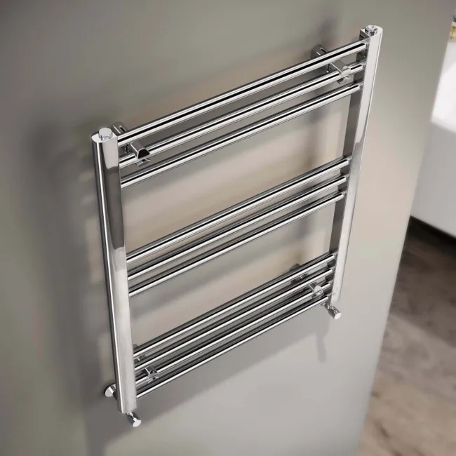 Barcelona Chrome Straight Heated Towel Rail 800x600mm