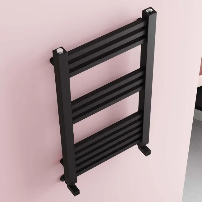 Valetta Matt Black Square Heated Towel Rail 800x450mm