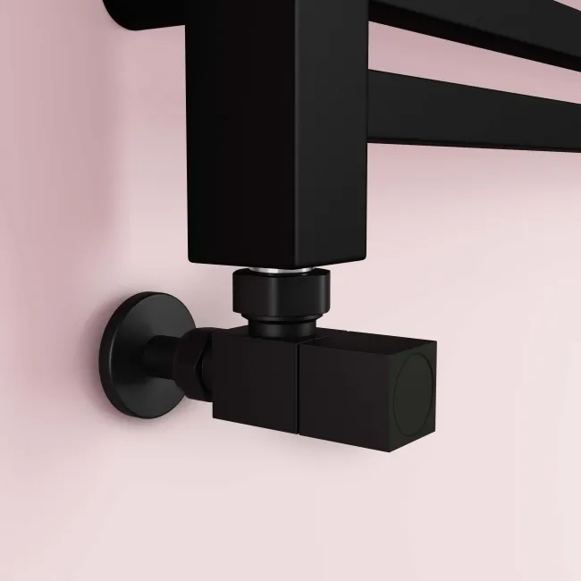 Valetta Matt Black Square Heated Towel Rail 800x450mm