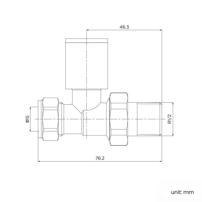 Brushed Brass Straight Manual Radiator Valves (Pair) Standard 15mm