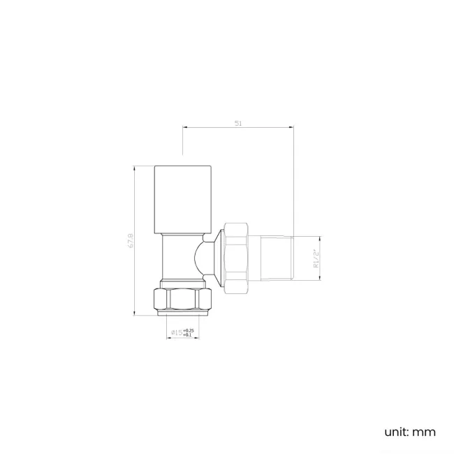 Antique Gold Angled Manual Radiator Valves (Pair) Standard 15mm