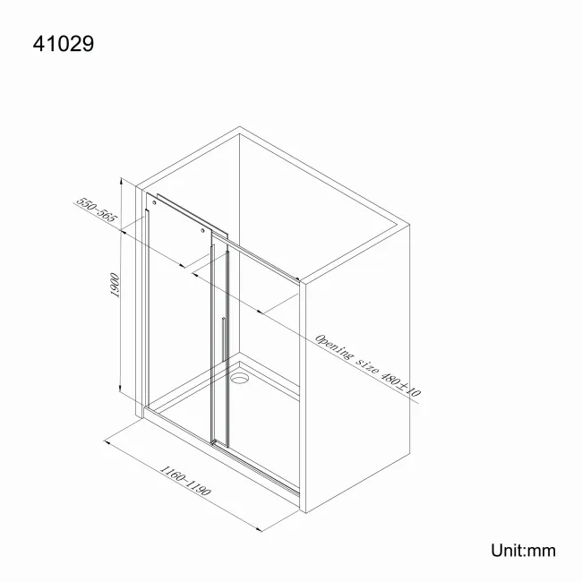 Stockholm Matt Black Easy Clean 8mm Frameless Sliding Shower Door 1200mm