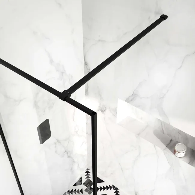 Munich Matt Black Framed Easy Clean 8mm Wet Room Shower Glass Panel 800mm