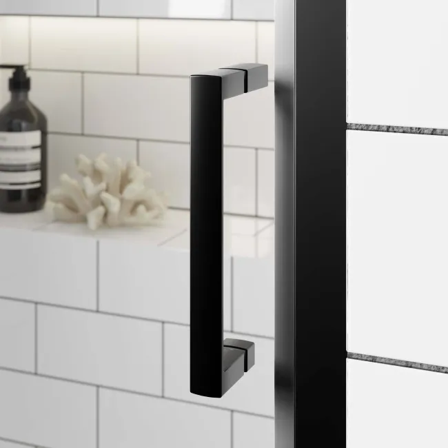 London Matt Black 6mm Sliding Shower Door 1000mm