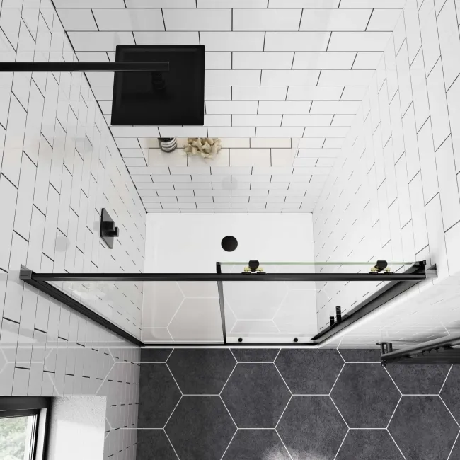 London Matt Black 6mm Sliding Shower Door 1100mm