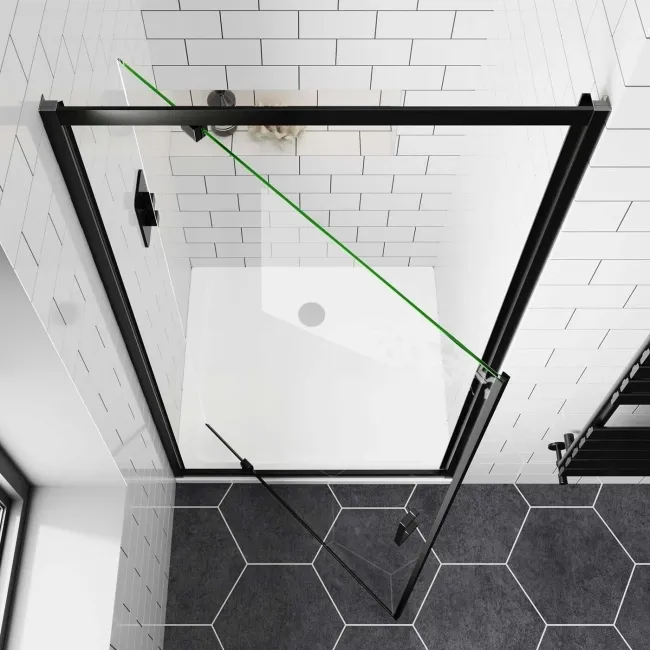 London Matt Black 6mm Pivot Shower Door 900mm