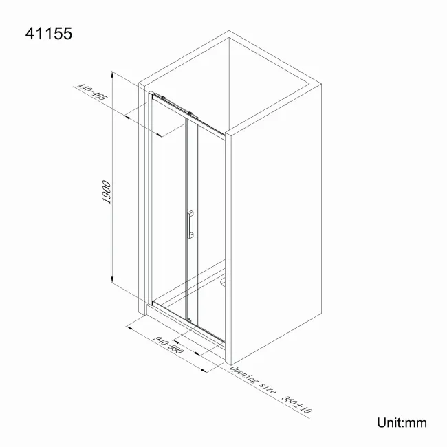 Hamburg Matt Black Easy Clean 8mm Sliding Shower Door 1000mm - Easy Fix Feature