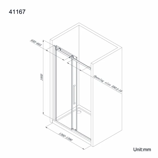 Oslo Matt Black Premium Easy Clean 8mm Sliding Shower Door 1400mm