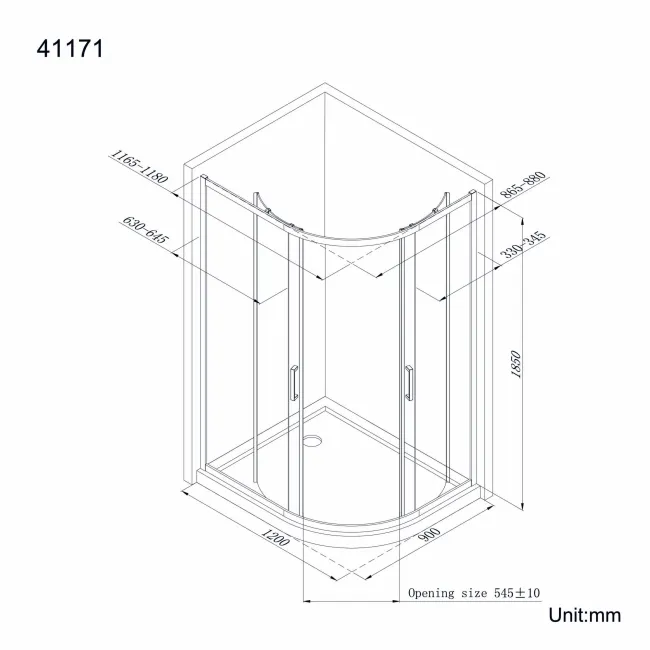 London Matt Black 6mm Offset Quadrant Shower Enclosure 1200x900mm
