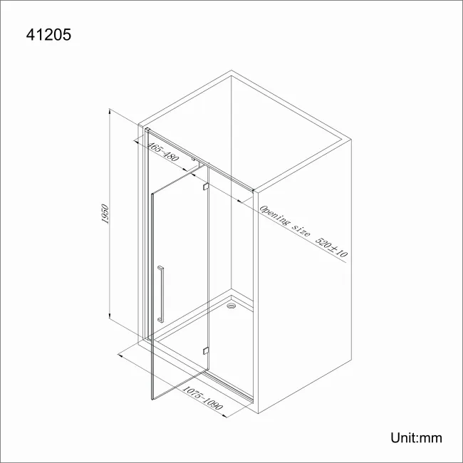 Helsinki Matt Black Premium Easy Clean 8mm Hinged Shower Door 1100mm