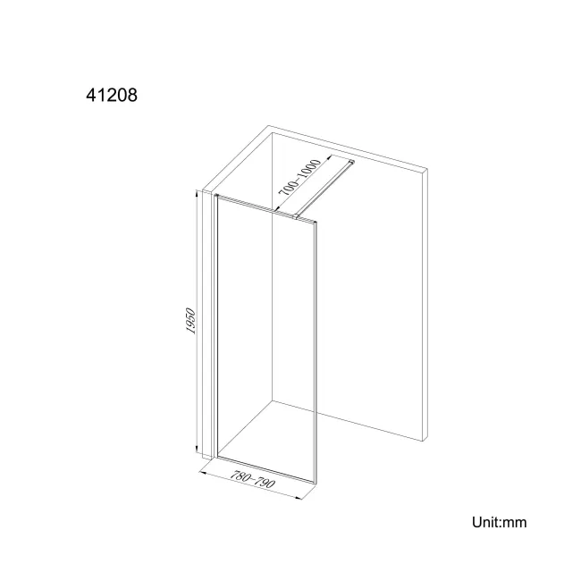 Munich Brushed Brass Framed Easy Clean 8mm Wet Room Shower Glass Panel 800mm