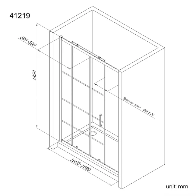 London Matt Black Grid 6mm Sliding Shower Door 1100mm