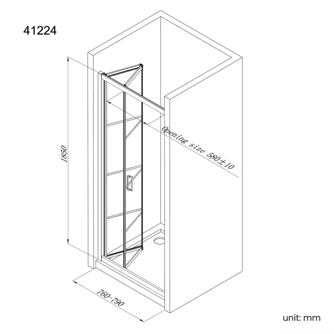London Matt Black Grid 6mm Bifold Shower Door 800mm