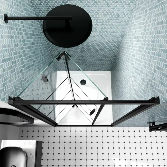 London Matt Black Grid 6mm Bifold Shower Door 900mm
