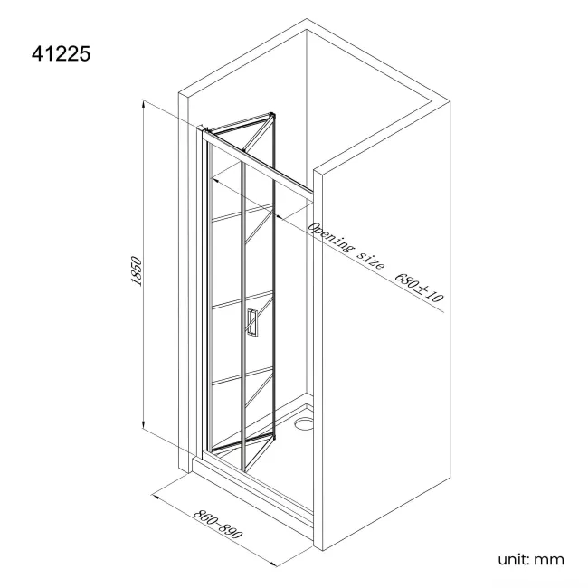 London Matt Black Grid 6mm Bifold Shower Door 900mm