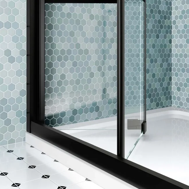 London Matt Black Grid 6mm Bifold Shower Door 1000mm