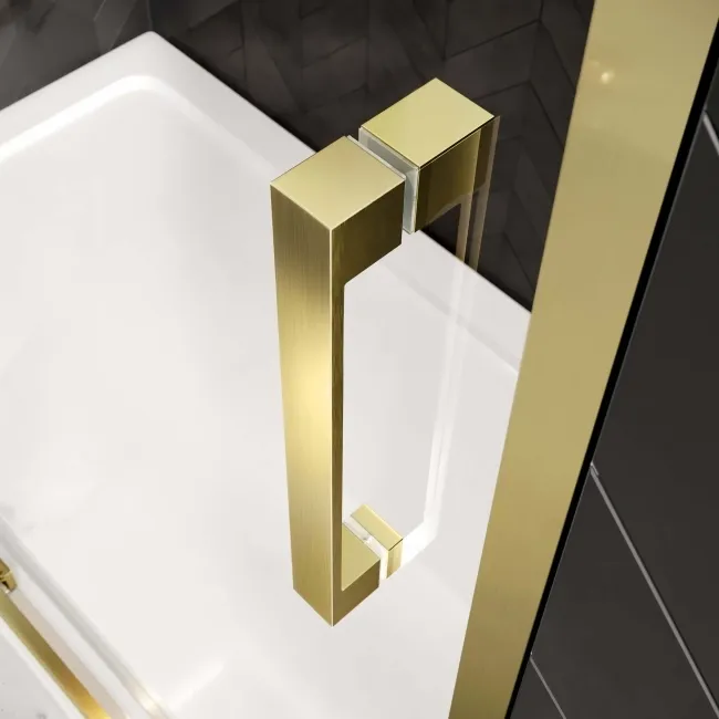 Hamburg Brushed Brass Easy Clean 8mm Sliding Shower Door 1400mm - Easy Fix Feature