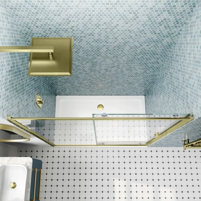 London Brushed Brass 6mm Sliding Shower Door 1400mm
