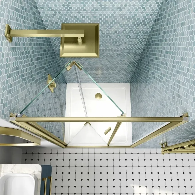 London Brushed Brass 6mm Bifold Shower Door 900mm