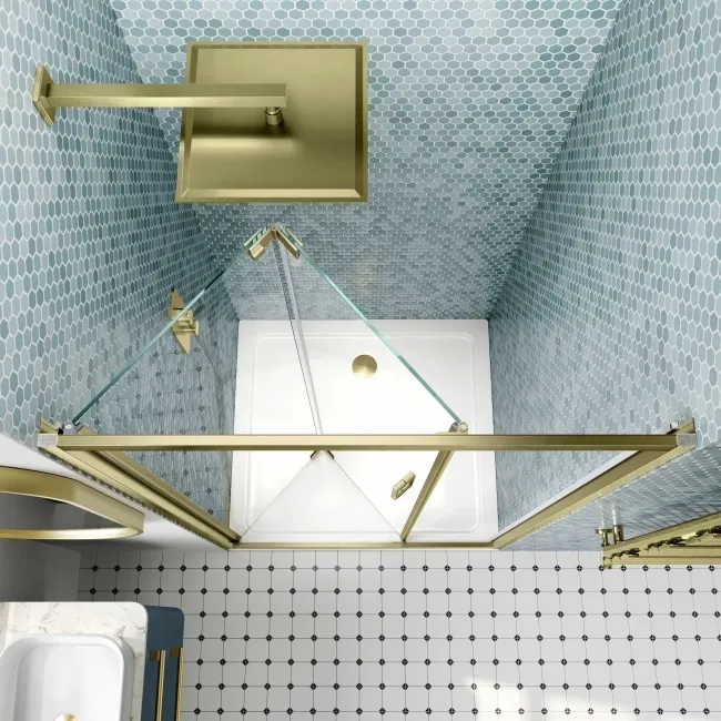 London Brushed Brass 6mm Bifold Shower Door 1000mm